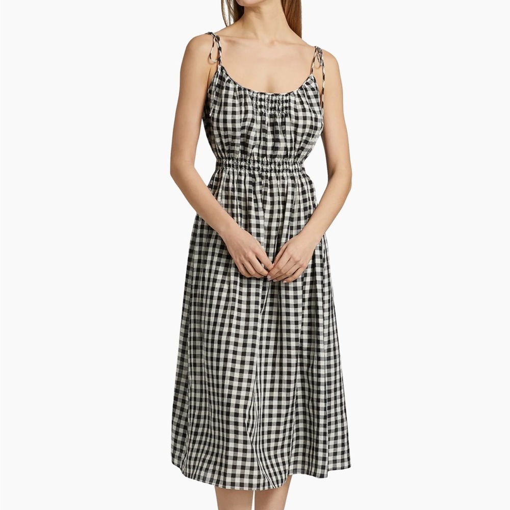 Doen Black and White Gingham Midi Dress